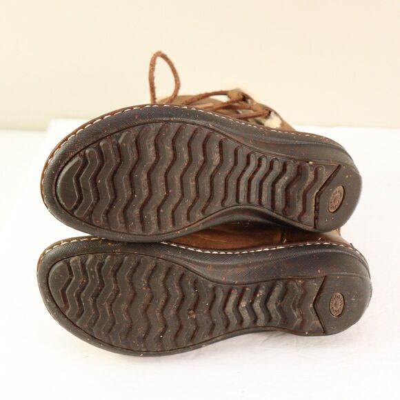 Ugg Caspia Brown Leather Shearling Lace Up Ankle Boots 7 - Picture 5 of 6